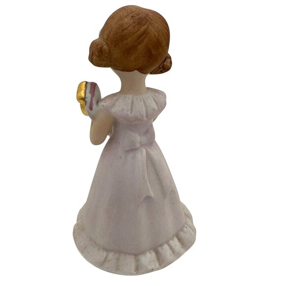 Enesco Growing Up Birthday Girls Figurine Age 5 Brunette Party Dress 1982 - Picture 3 of 5